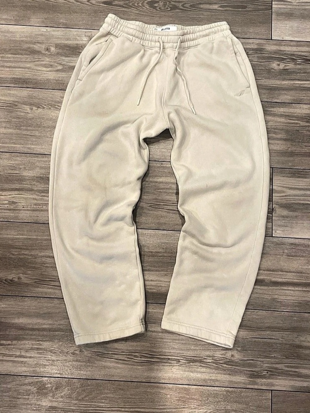 Hollister Loose Fleece Sweatpants Cream Large